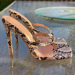 Snake Print slip on high heels